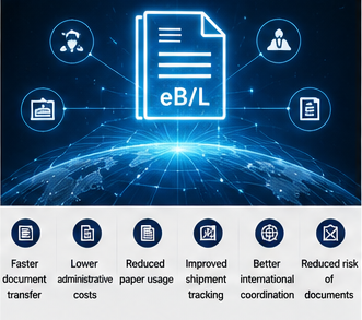 Moderne digitale logistikksystemer som bruker elektroniske konnossementer i internasjonal shipping