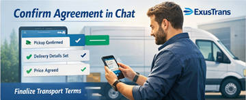 Privatperson som bekrefter transporttilbud og avklarer detaljer med transportør i chat