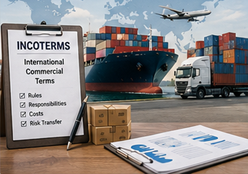 Internasjonal handelsdrift med fraktcontainere, transportdokumenter og koordinering av global logistikk