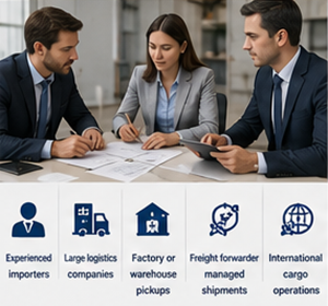 Logistikkfagfolk som planlegger internasjonale forsendelser med EXW Incoterms